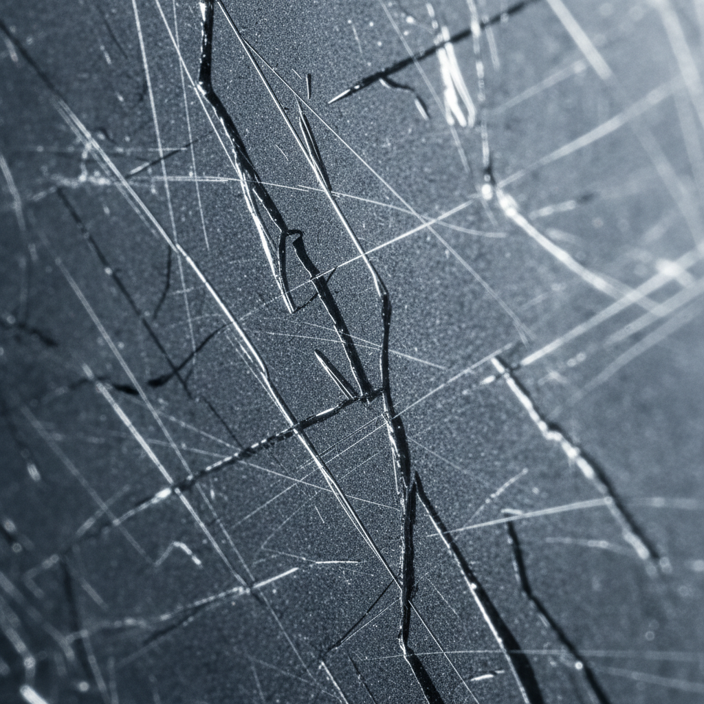 Fingernail test being performed on a scratched window pane in a Toronto home