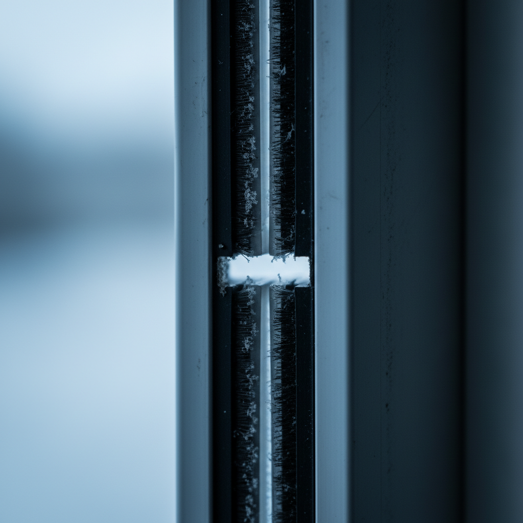 Close-up of a patio door interlock and meeting rail on a Toronto home sliding door showing the point where two panels meet